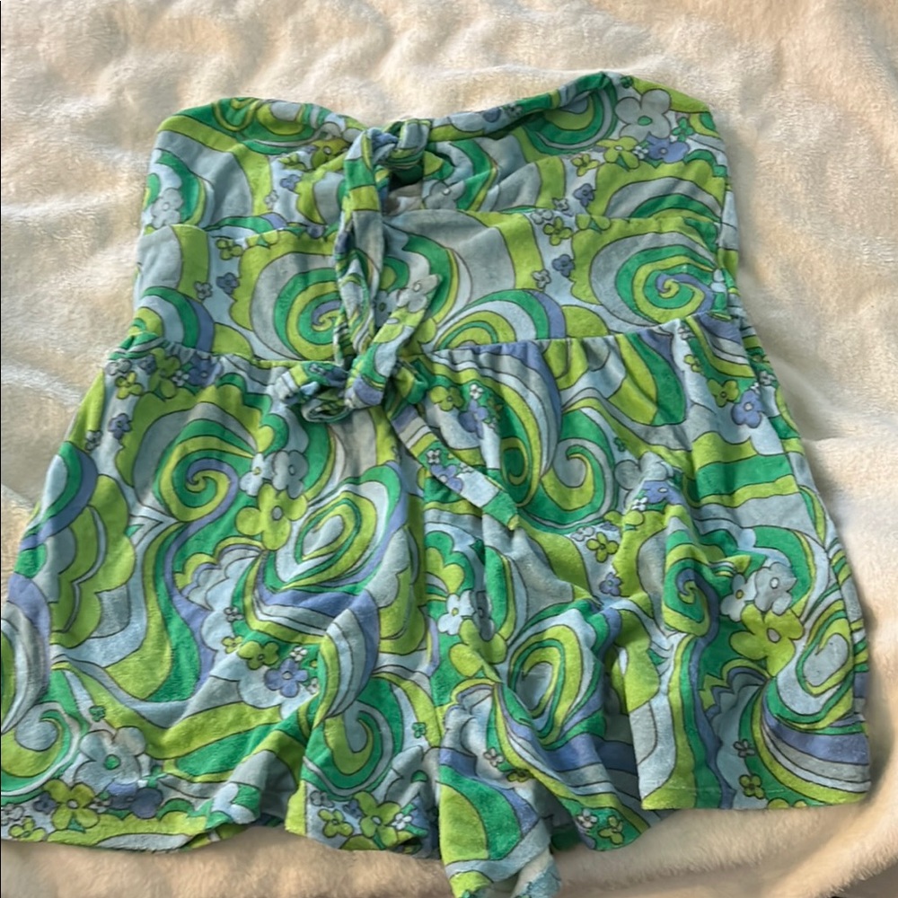 Colorful Swirl Strapless Romper